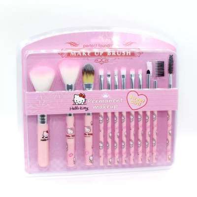 Popular 12pcs with pvc box case hello kitty brush set